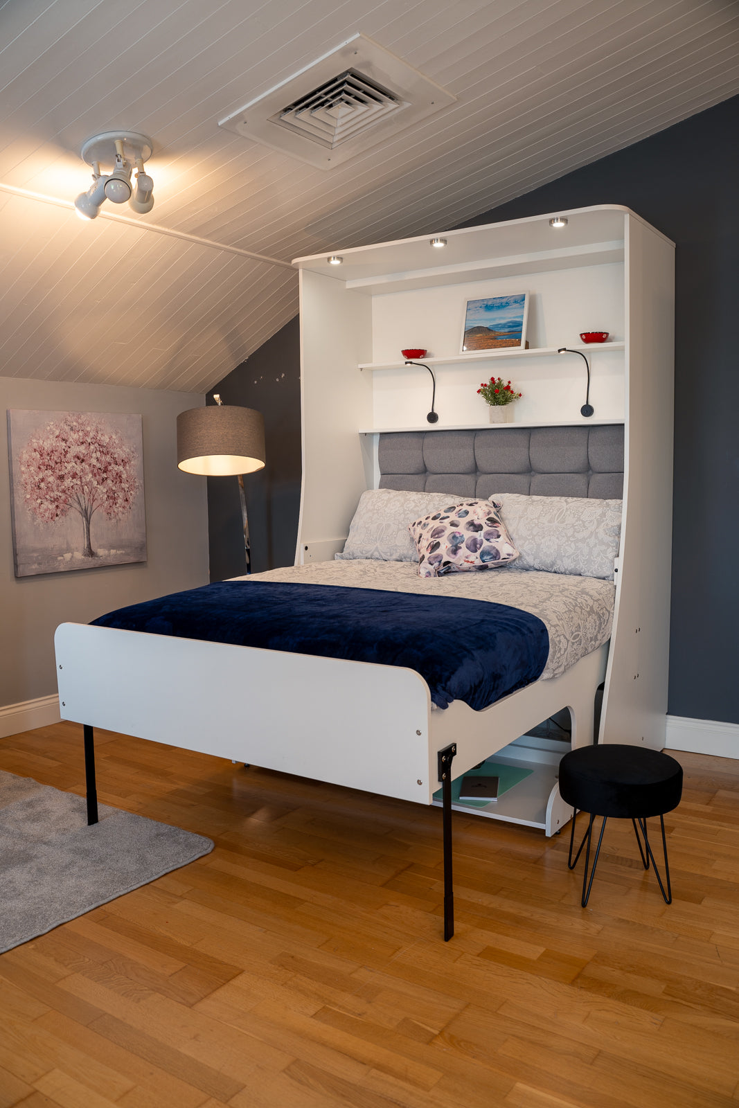 The Majestic - Vertical Hiddenbed with Desk - Double (White)