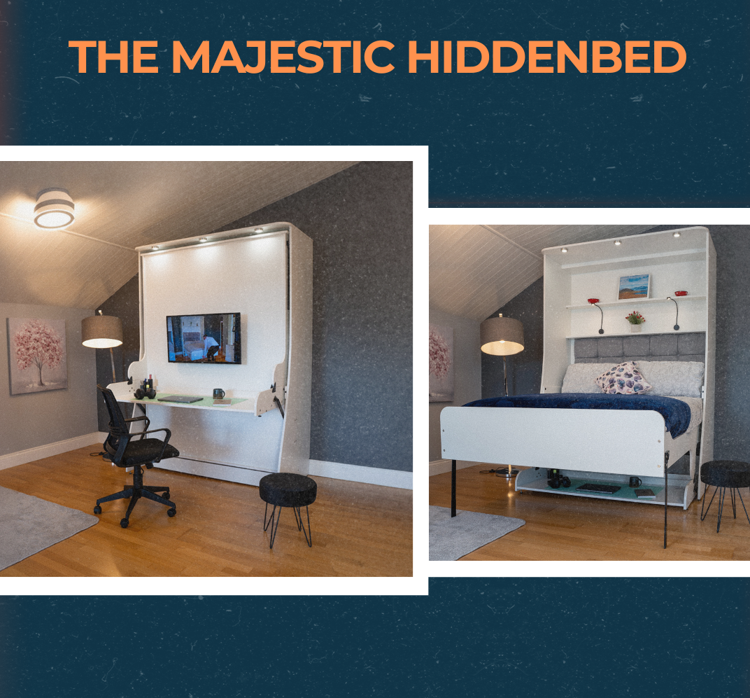 The Majestic - Vertical Hiddenbed with Desk - Double (White)